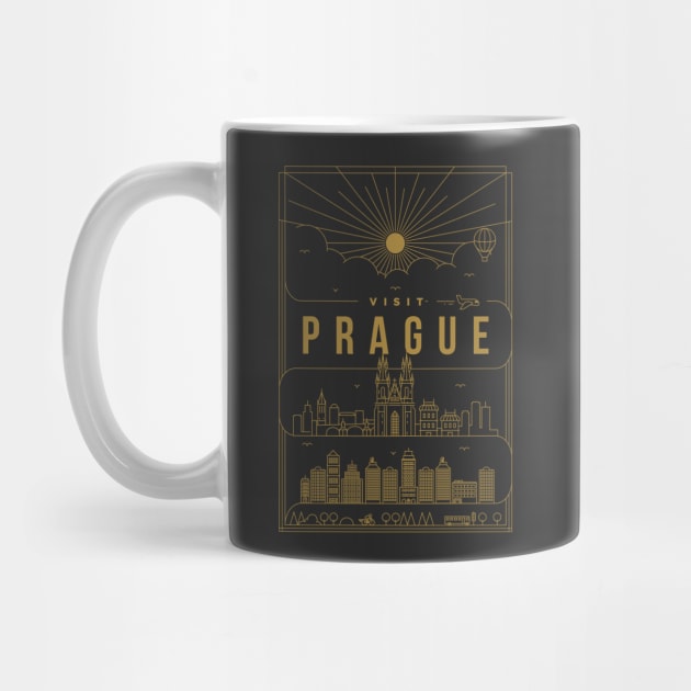 Prague Minimal Lineal Poster by kursatunsal